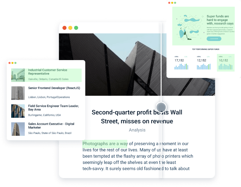 Page changes with highlights